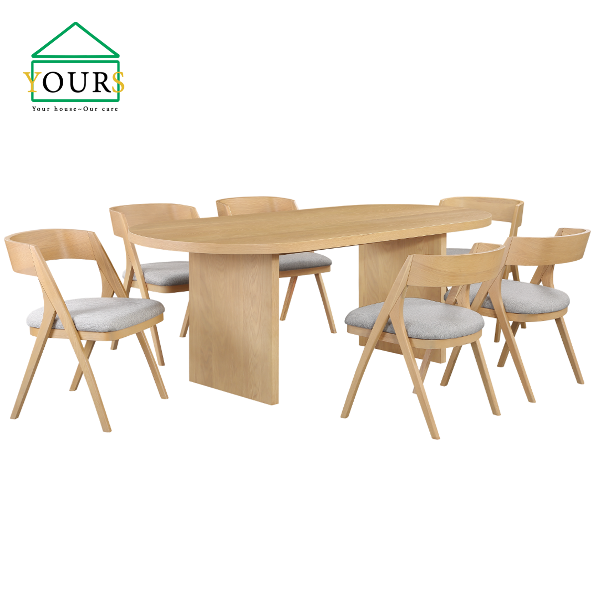 Bộ bàn ăn Art Deco Dinning Table/ Modern Chair- Nat Oak
